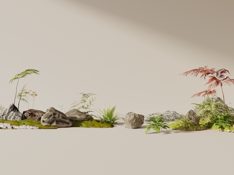  现代植物景观造景 景观小品 庭院景观 庭院小品 室内景观3d模型 