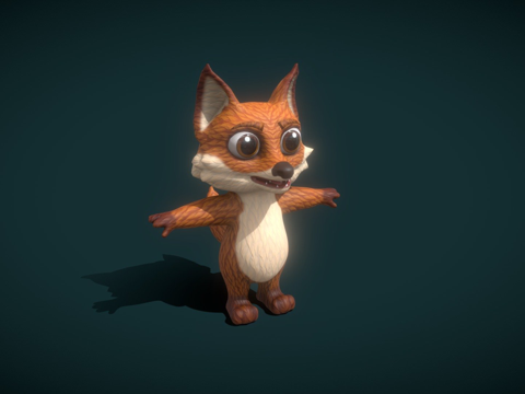  卡通狐狸绑定3d模型 