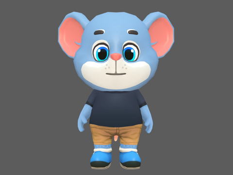 蓝鼠啮齿动物动画绑定3d模型 