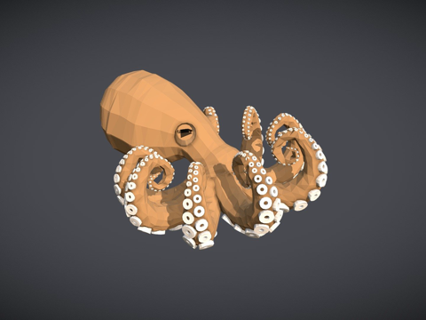  低多边形章鱼3d模型 
