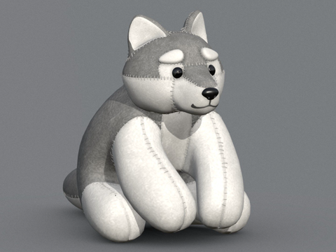  狼毛绒玩具3d模型 