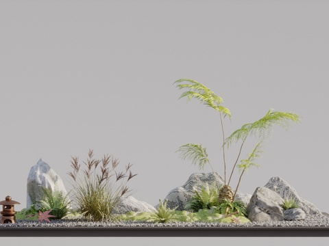  现代植物景观造景 景观小品 庭院景观 庭院小品 室内景观3d模型 