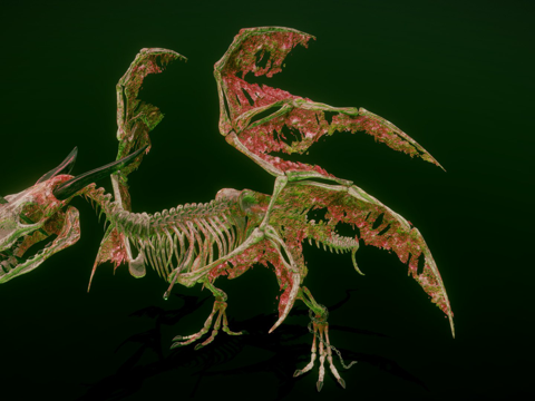  僵尸双足飞龙骨架3d模型 