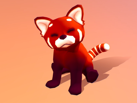  红熊猫坐姿动画3d模型3d模型 