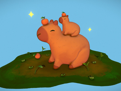  可爱水豚3d模型 