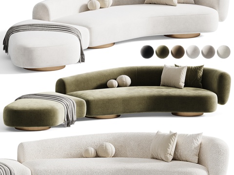  现代弧形沙发3d模型 