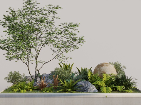  现代植物景观造景 景观小品 庭院景观 庭院小品 室内景观3d模型 