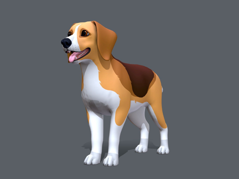  卡通狗比格犬3d模型 