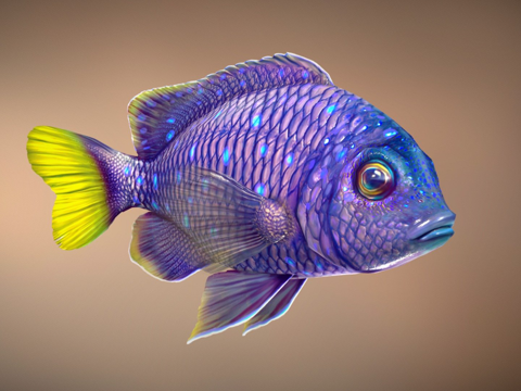  鱼黄尾雀鲷3d模型 
