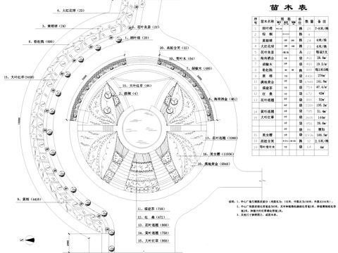 中心广场花园植物种植平面CAD施工图cad施工图