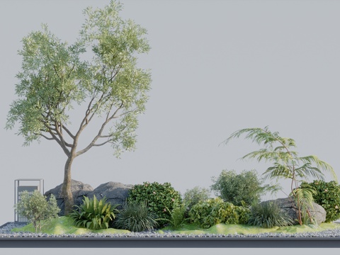  现代植物景观造景 景观小品 庭院景观 庭院小品 室内景观3d模型 