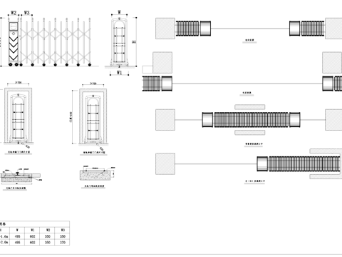 入口伸缩大门平立面大样CAD施工图cad施工图