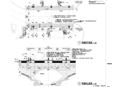 休闲景观桥及配套灯具节点大样CAD施工详图cad施工图