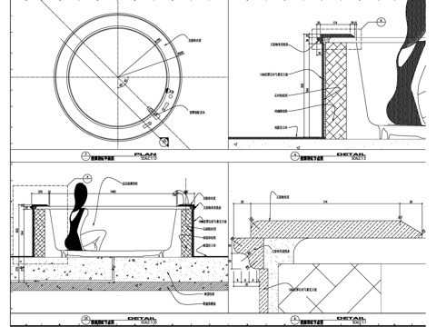 按摩浴缸家具节点大样CAD施工图cad施工图