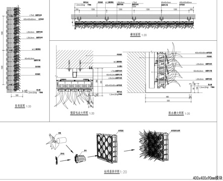 模块式垂直绿化大样景观CAD施工图cad施工图