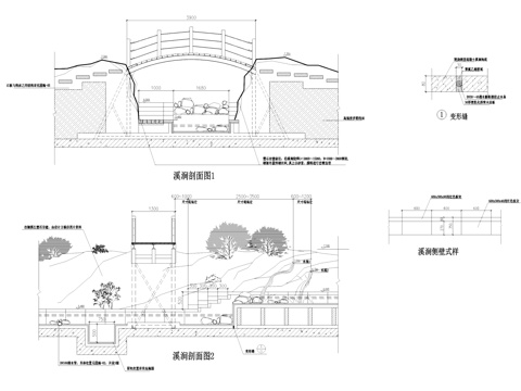 溪涧景观节点大样CAD施工图集cad施工图
