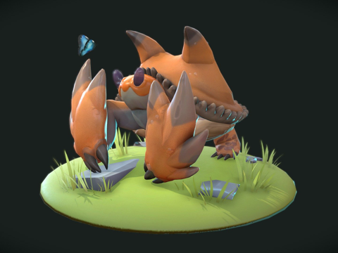  龟蟹风格化可爱生物3d模型 