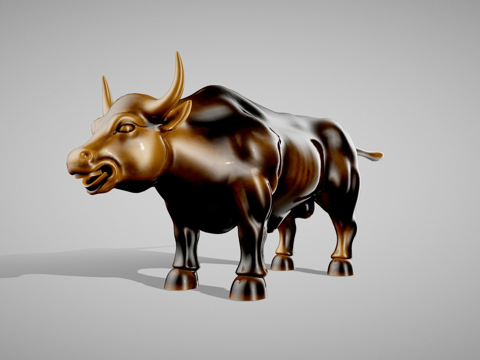  华尔街公牛雕塑3d模型 