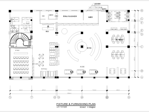 图书馆 最新平面施工图设计cad施工图