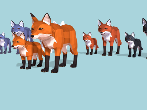  低多边形狐狸包3d模型 