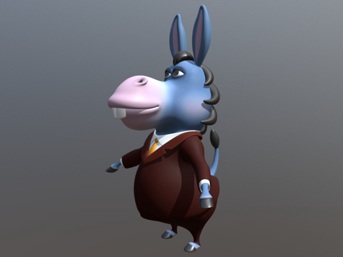 卡通驴3d模型 