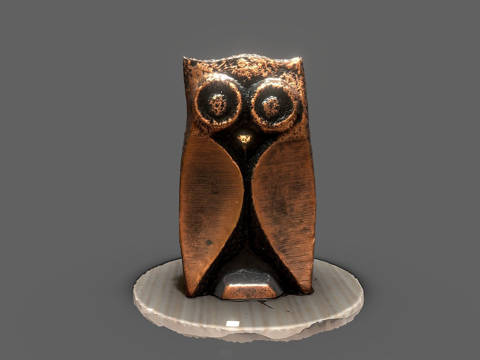  猫头鹰金属雕塑3d模型 