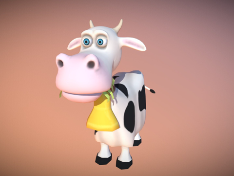  卡通奶牛3d模型 