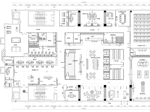 1200平社区服务中心 最新平面施工图设计cad施工图