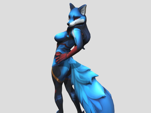  拟人化狐狸战士3d模型 