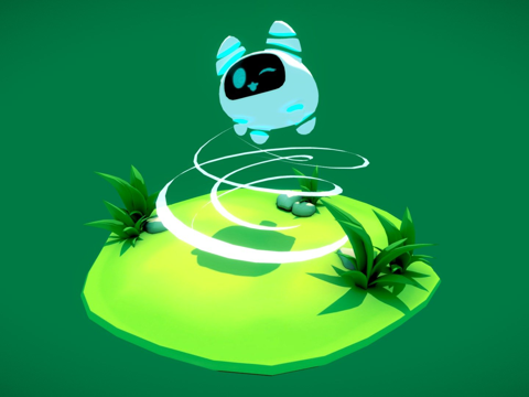  机器人悬浮小猫 虚拟现实聊天头像3d模型 