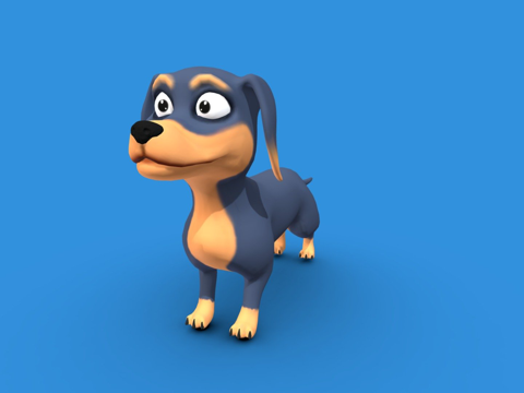  卡通腊肠犬3d模型3d模型 