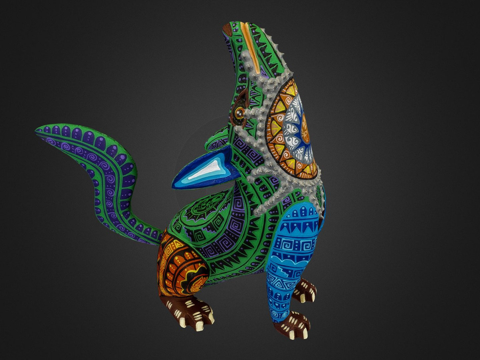  郊狼阿莱布里赫彩绘木雕3d模型 