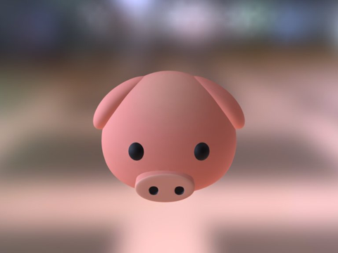  表情符号猪3d模型 