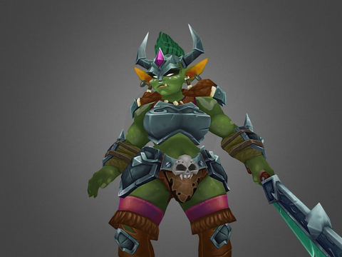  地牢守护者2 兽人女士挥击3d模型 