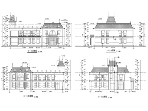 二层欧式商务会所建筑CAD施工图集cad施工图