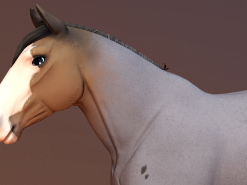  风格化野马马3d模型 