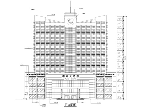 福湖大酒店建筑CAD施工图集cad施工图