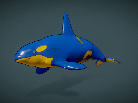 蓝黄虎鲸3d模型 
