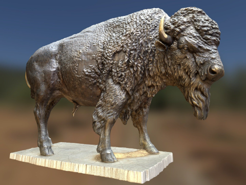  美洲野牛雕像3d模型 