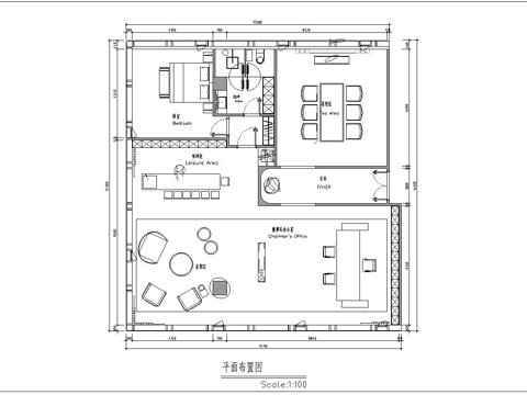 总经理 董事长 办公室 最新平面施工图设计cad施工图