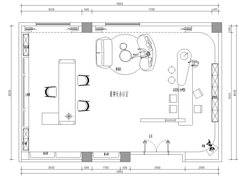 董事长 总经理 办公室 最新平面施工图设计cad施工图