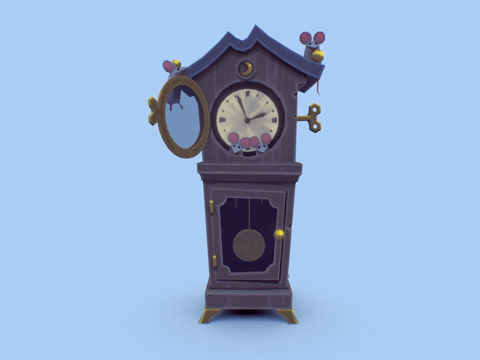  带老鼠的时钟3d模型 