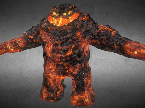  虚幻引擎4绑定纹理熔岩生物3d模型 