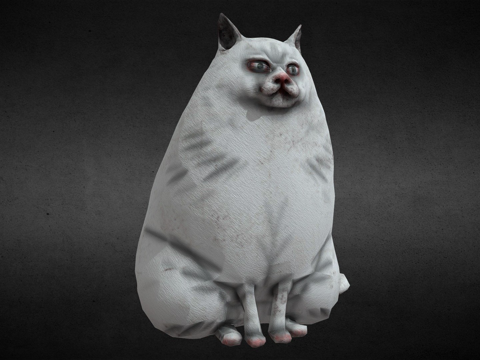  又大又肥的诡异猫3d模型 