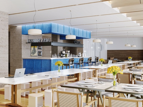  韩国美容医院餐厅3d模型 