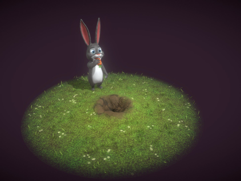  卡通动画兔子带道具三维3d模型 