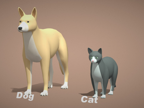  动物包  狗猫绑定3d模型 