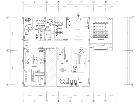 700平社区服务中心 最新平面施工图设计cad施工图