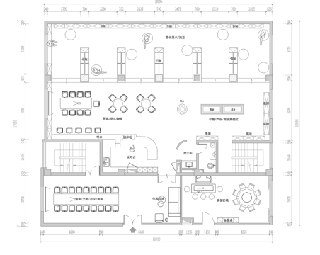 咖啡书吧 最新平面施工图设计cad施工图