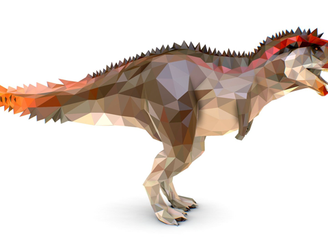  恐龙食肉牛龙低多边形艺术风格动物3d模型 